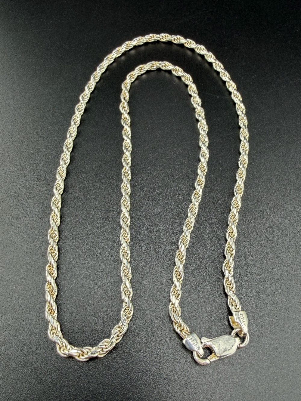 Italy 925 Sterling Silver 2.8mm Rope Chain Necklace 18”